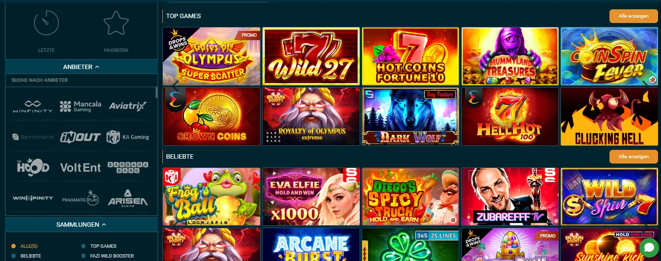 Coldbet Casino Spielbibliothek mit Slots verschiedener Anbieter