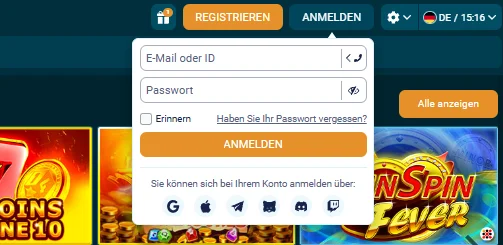 Coldbet Desktop Login-Formular mit E-Mail und Passwort